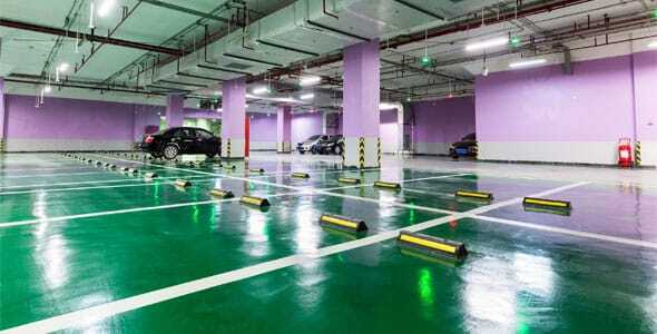 Polished Concrete The image shows a parking space.