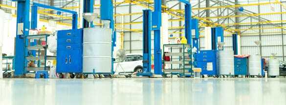 Polished Concrete The image shows an industrial space.
