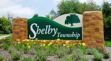 This image shows a sign for Shelby Township MI.