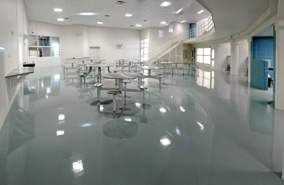 This image shows an industrial area with epoxy flooring paint.